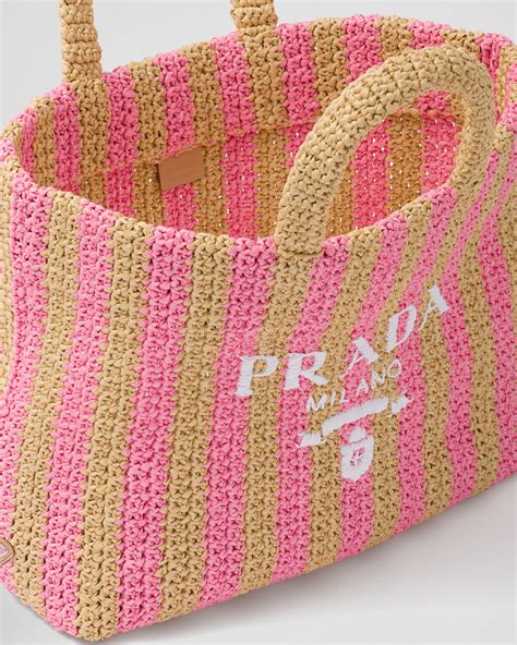 prada pink tote bag|Prada raffia tote bag.